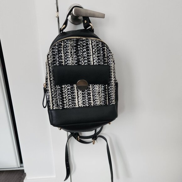 Zara Faux Leather and Tweed Backpack - Picture 2 of 5